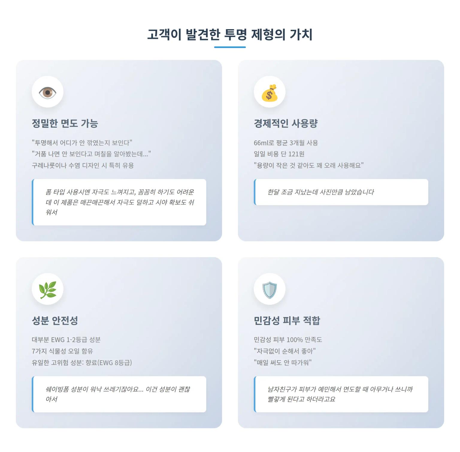 투명 제형의 가치