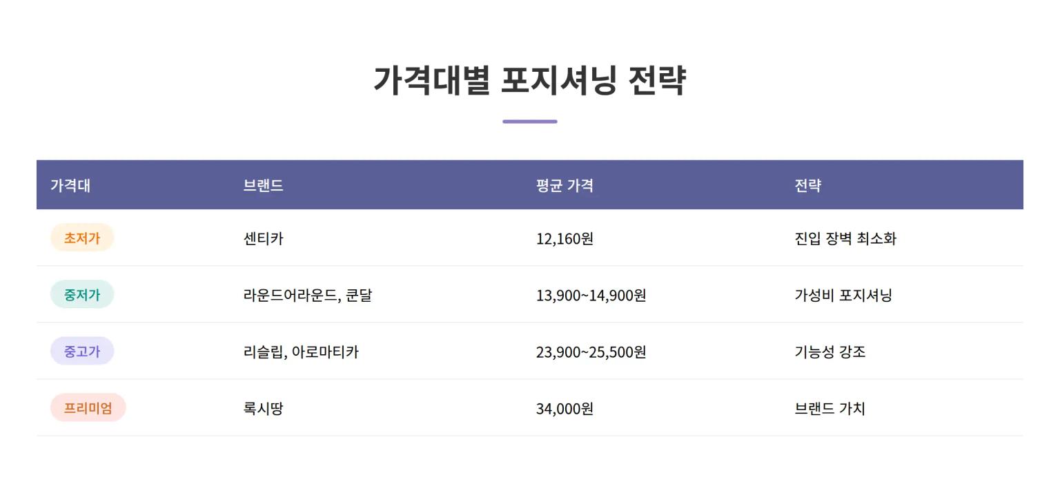 가격대별 포지셔닝 전략