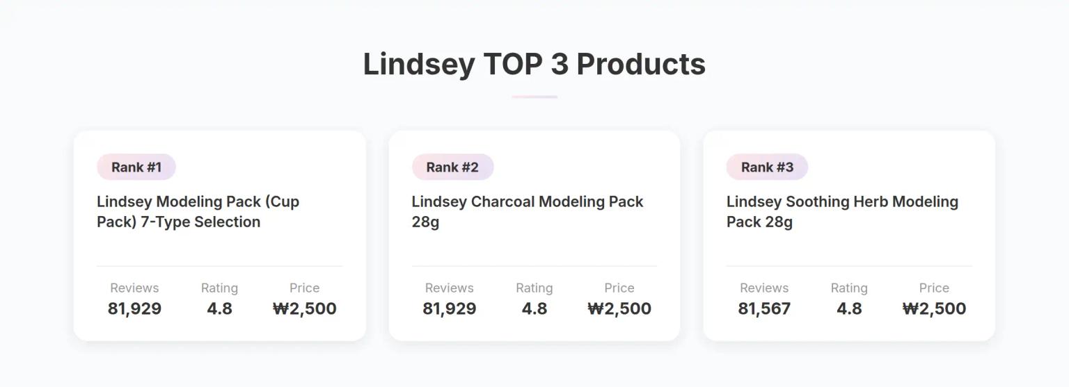 Lindsey TOP 3 Products