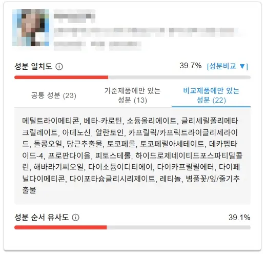 성분 일치도 분석 결과 4